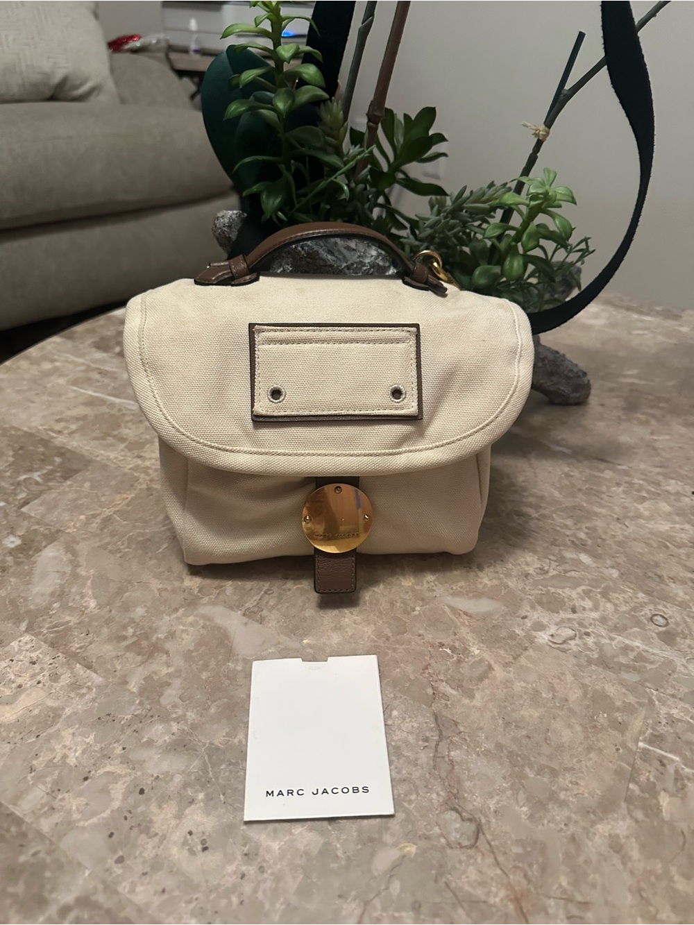Marc Jacobs Cream and Brown Crossbody Bag with Gold Hardware - Picture 2 of 14